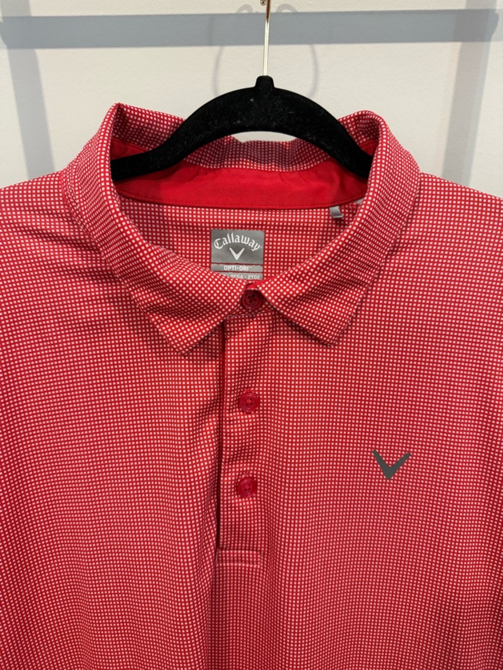 Callaway Men's Red Micro-Check Performance Polo 2XLT